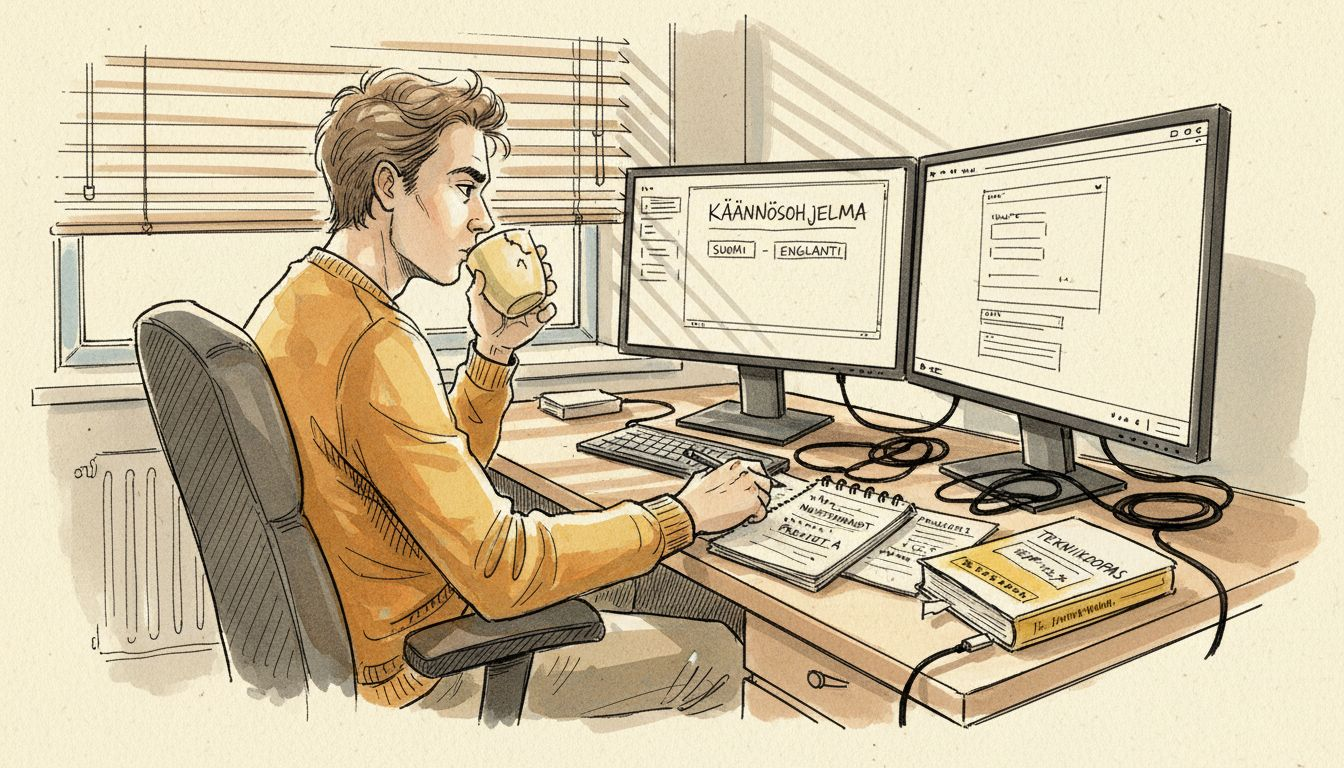 Asiantuntija vertailee käännösteknologian työkaluja