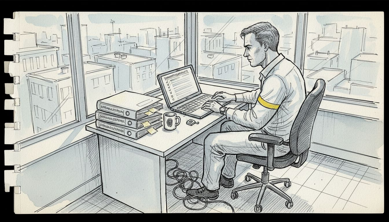 IT-leder som går gjennom sjekkliste for etterlevelse