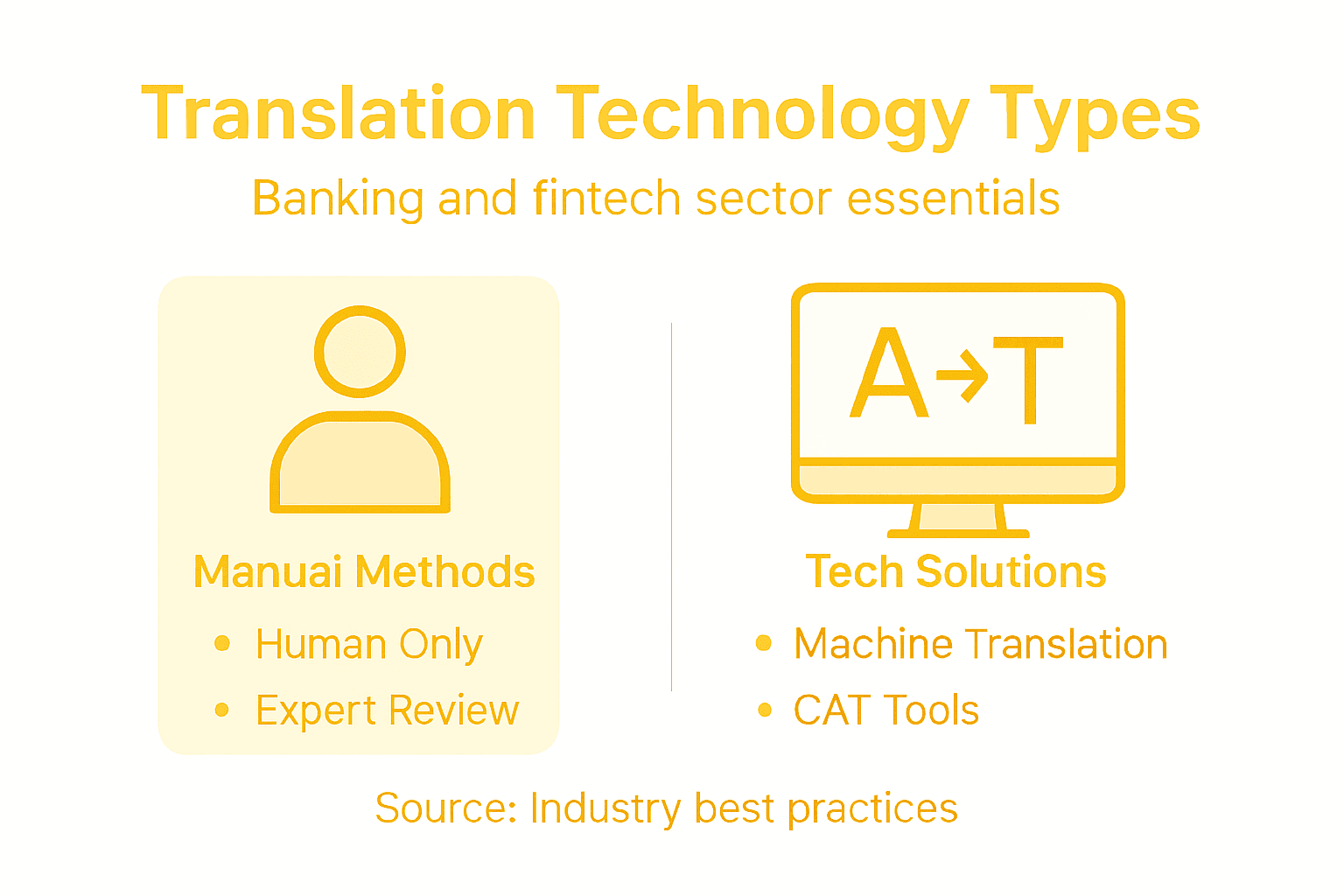 Infographic contrasting translation technologies for banking