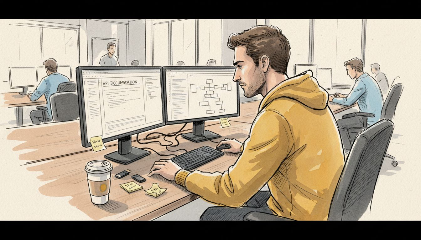 Engineer reviewing API integration setup