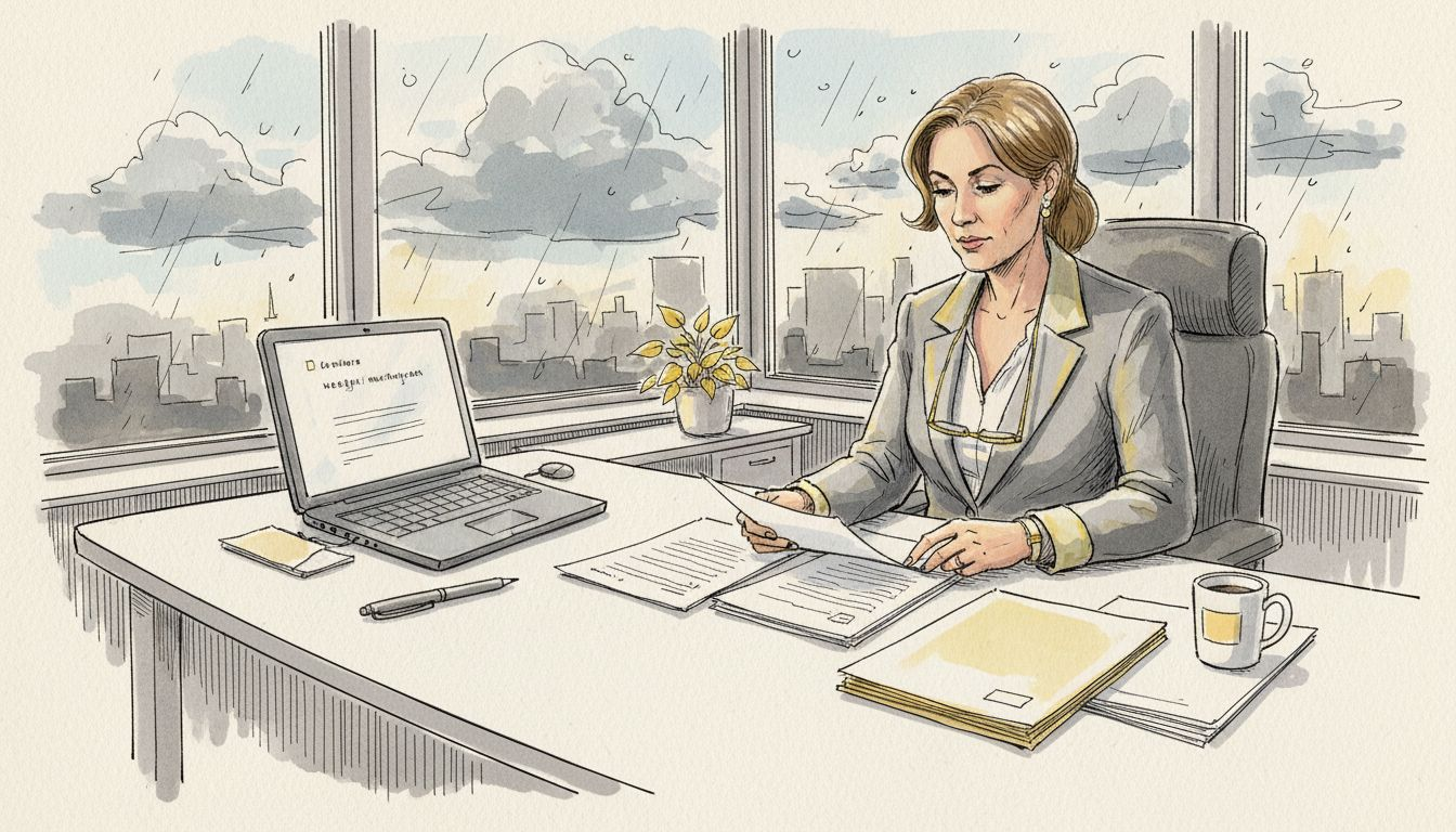 Op kantoor legt een juridisch vertaler verschillende documenten naast elkaar om ze zorgvuldig te vergelijken.