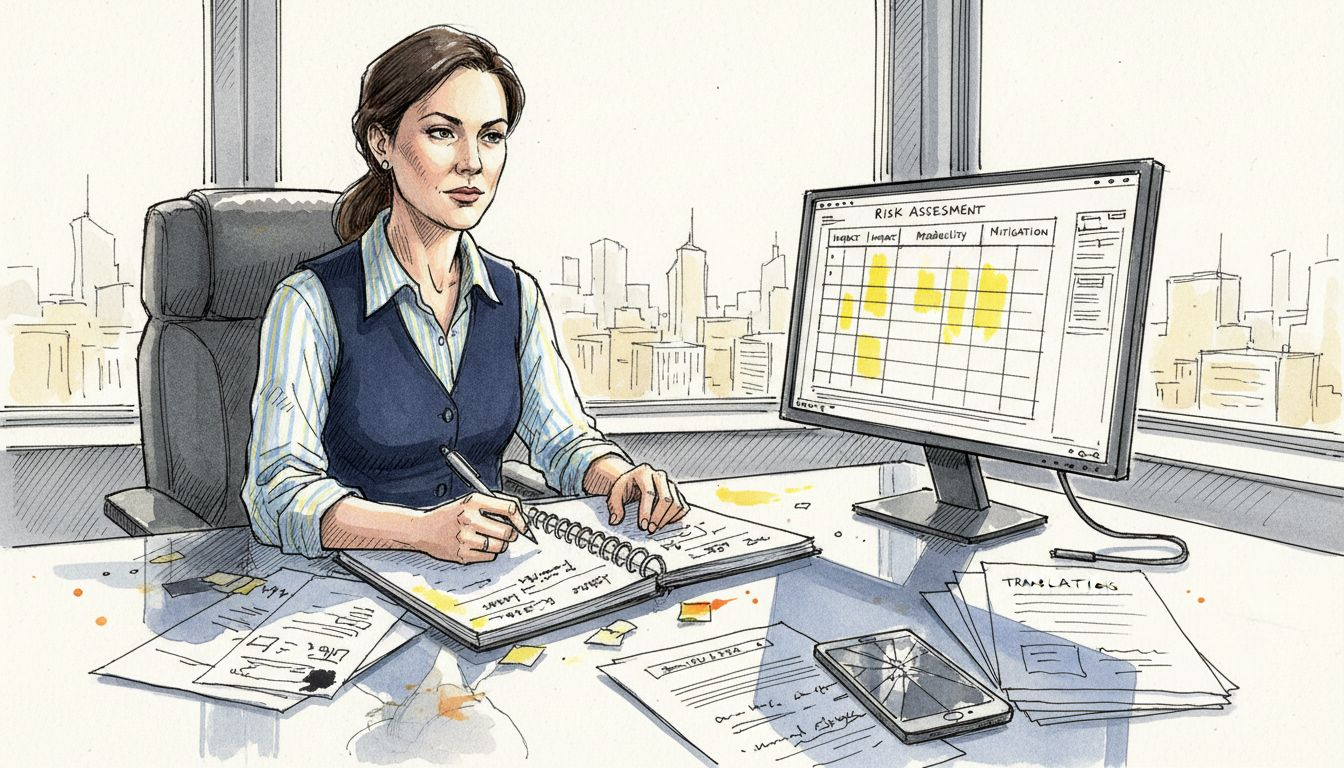 Project manager reviews translation risk assessment