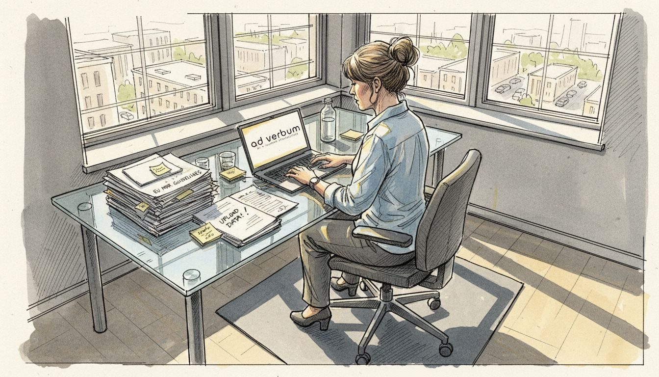 Compliance officer updating device data in office