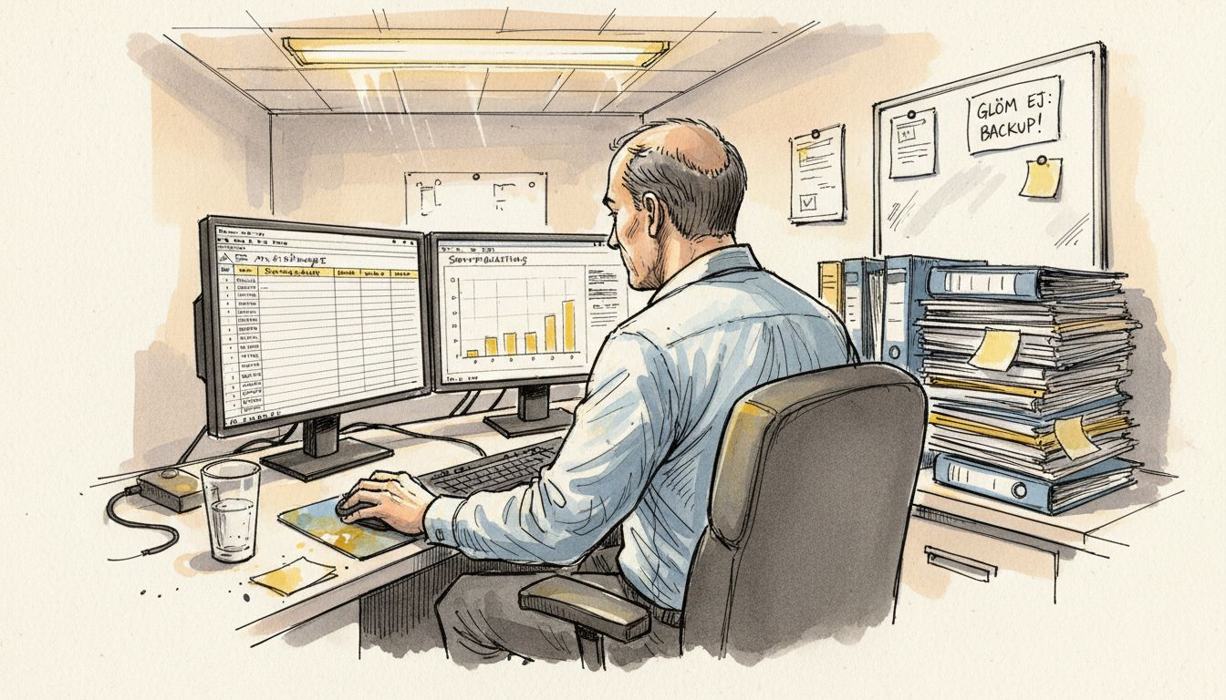 IT-specialist som förbereder digital journalhantering inom vården