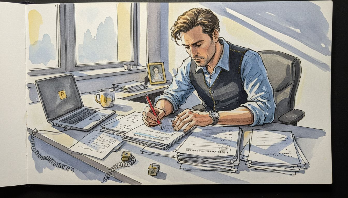 Der Projektleiter prüft die Übersetzungen der ISO-Dokumente.