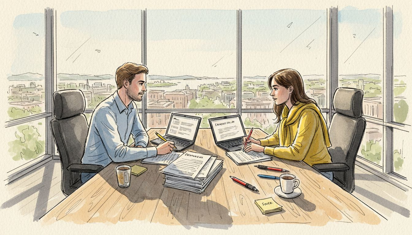 Oversettere i full sving på et lyst og trivelig kontor