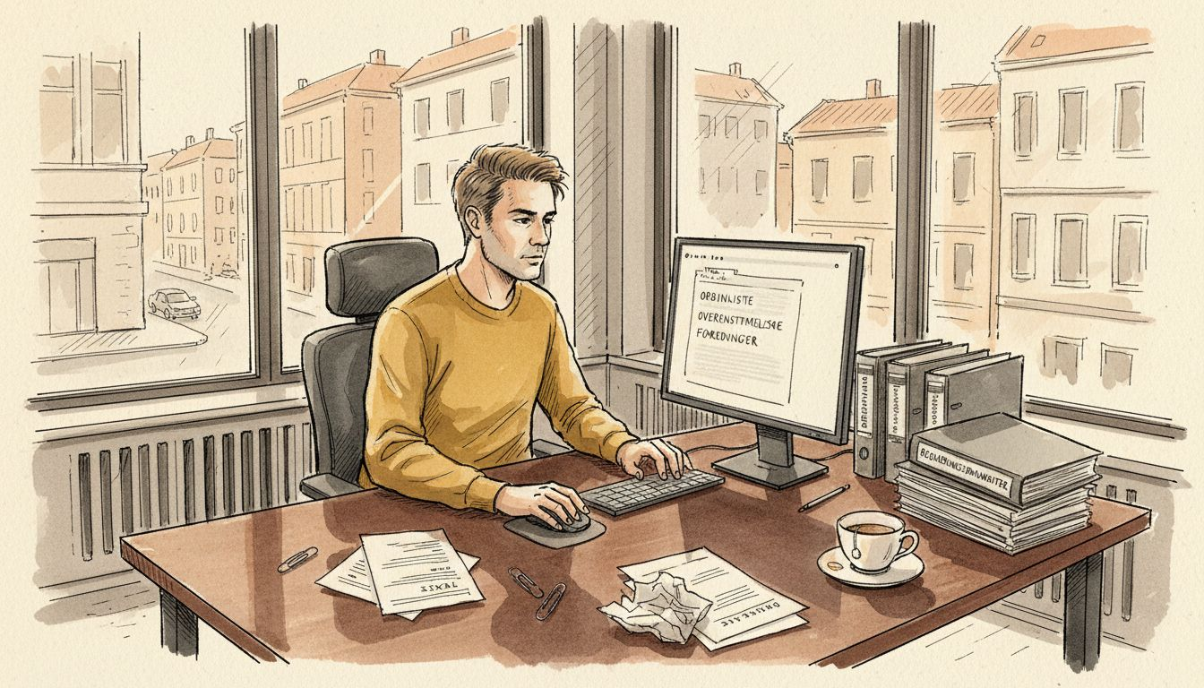 Fagspecialist i oversættelse gennemgår terminologien på kontoret