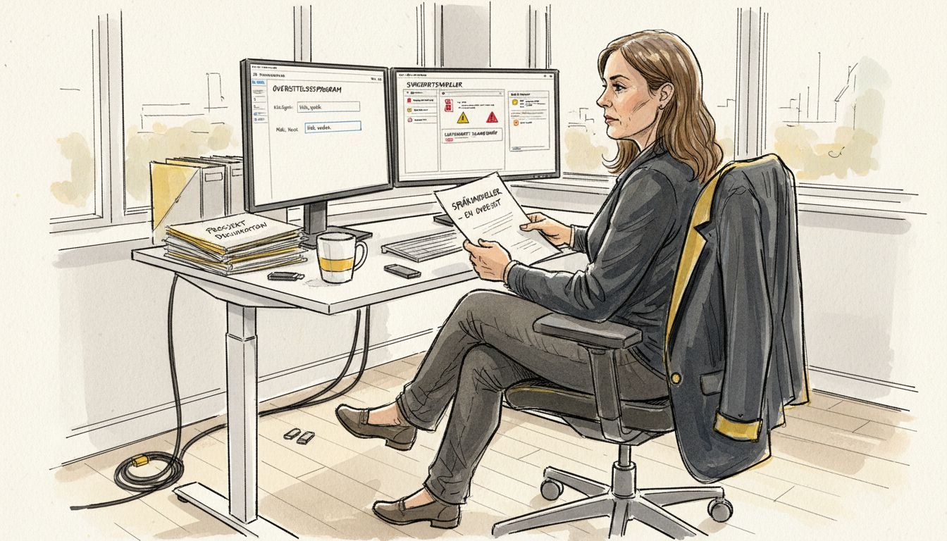 En IT-ansatt sitter på kontoret og fordypet seg i artikler om datasikkerhet.