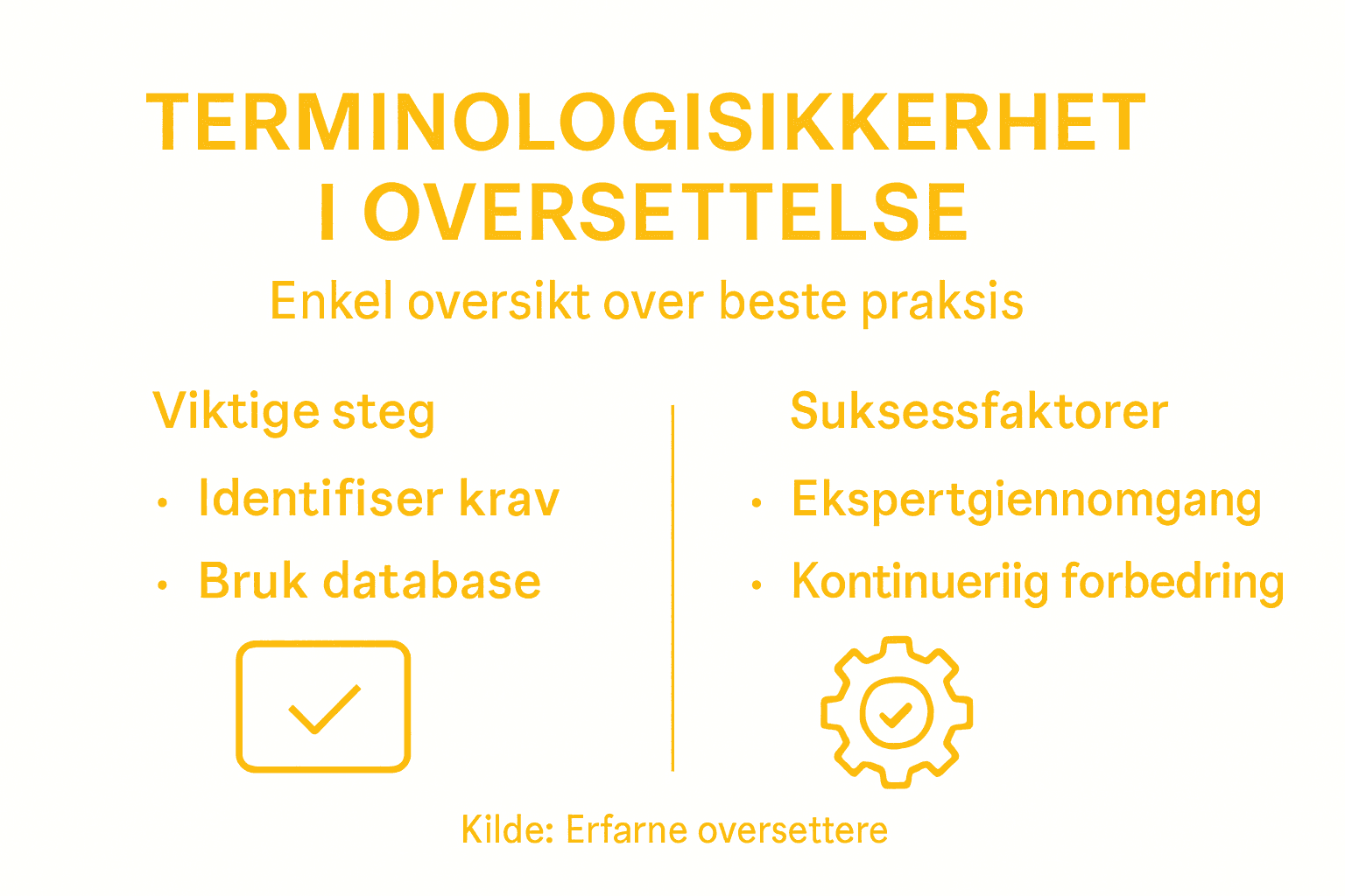 Infografikk som viser trinnene for å sikre korrekt bruk av fagterminologi