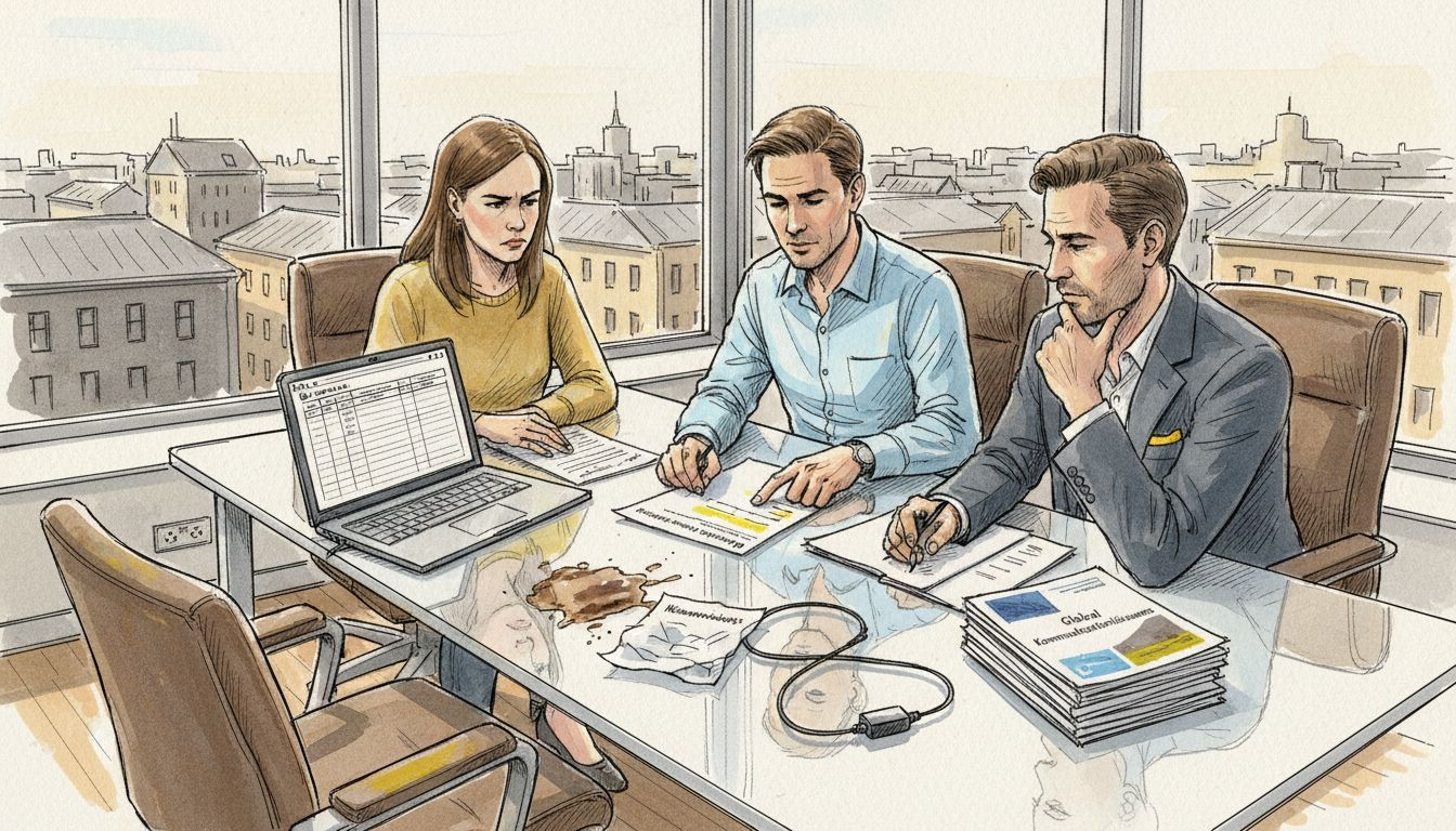 Teamet samlar sig för att lägga upp strategin inför ett globalt översättningsprojekt.