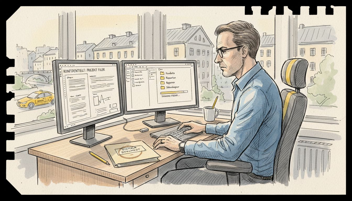 IT-expert som arbetar med ett projekt för säker översättning