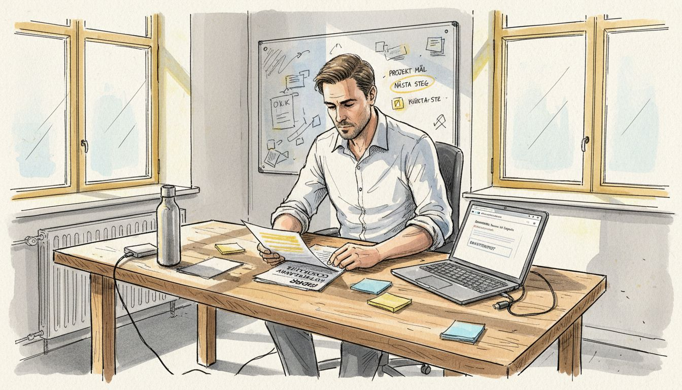 Projektledaren går igenom checklistan för GDPR-översättningen