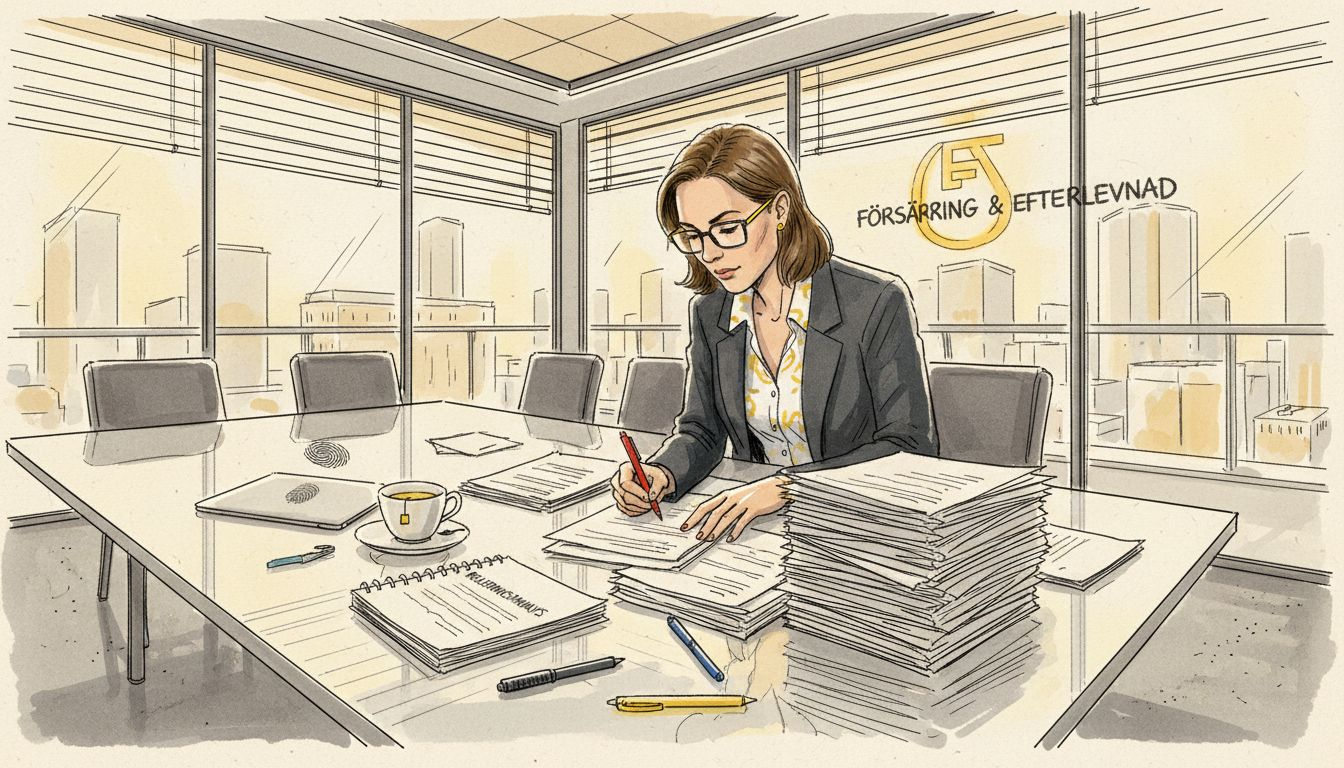 En compliance-ansvarig som går igenom och granskar regelverksdokument.