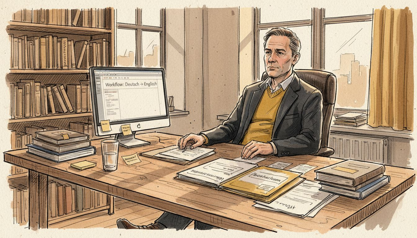 Ein Experte prüft sichere Übersetzungsprozesse.