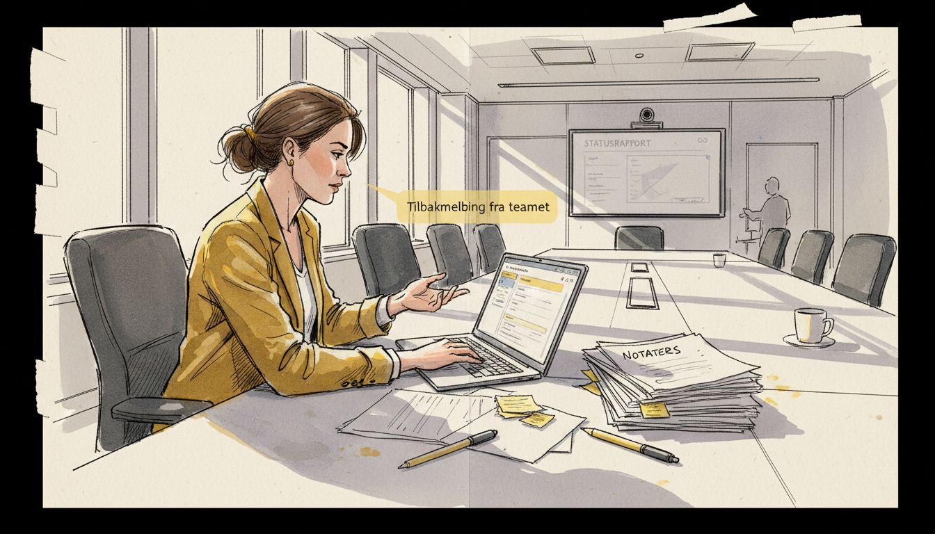 Prosjektleder som kombinerer bruk av papir og digitale verktøy