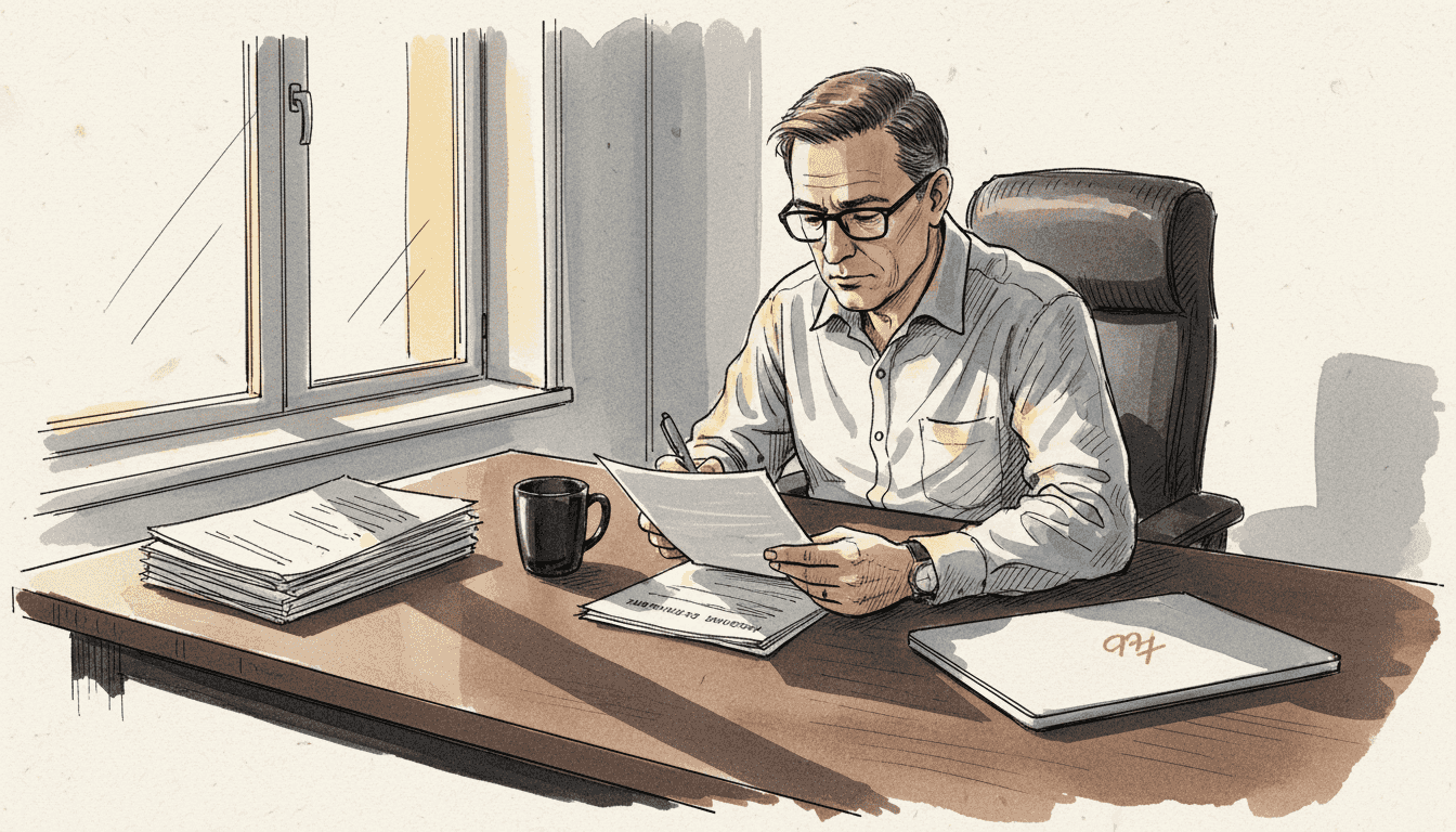 En specialist gennemgår medicinske papirer ved sit skrivebord