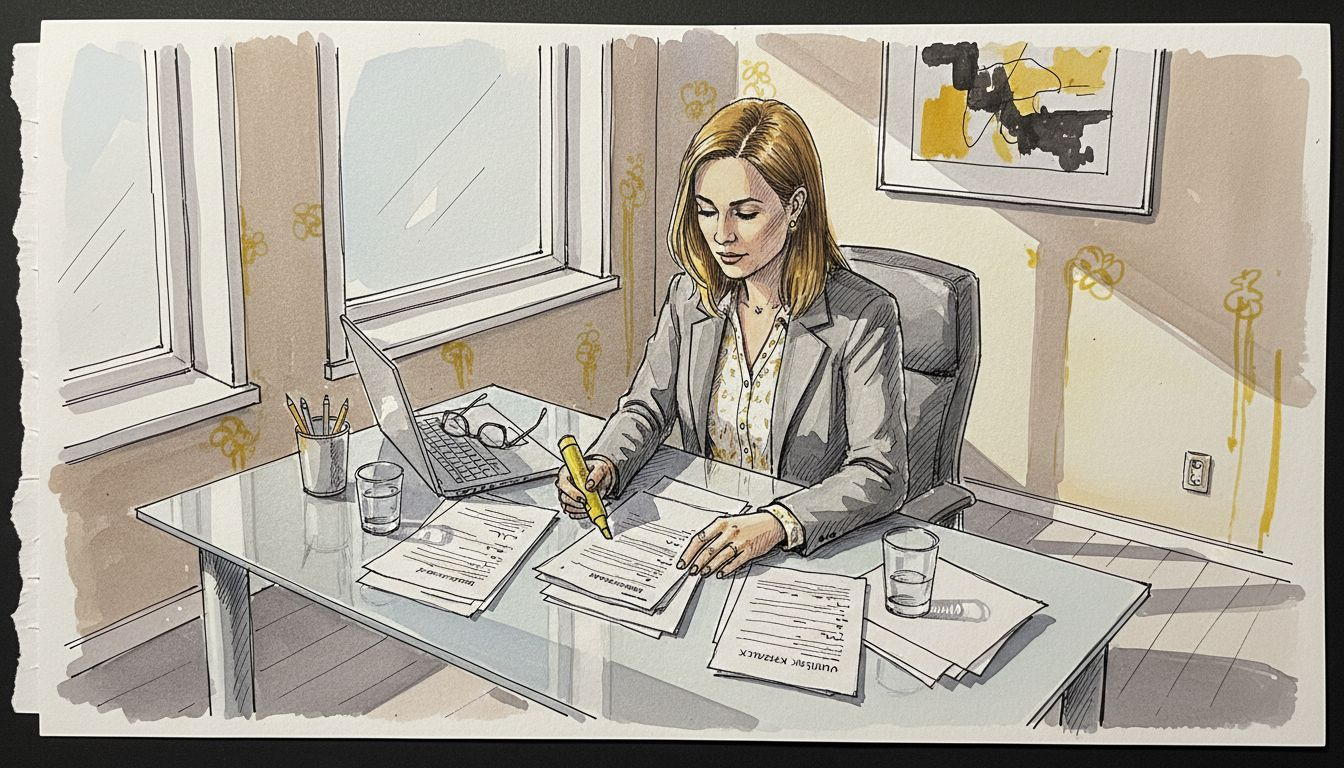 En erfaren oversætter sidder fordybet i gennemgang af dokumenter på sit hjørnekontor.