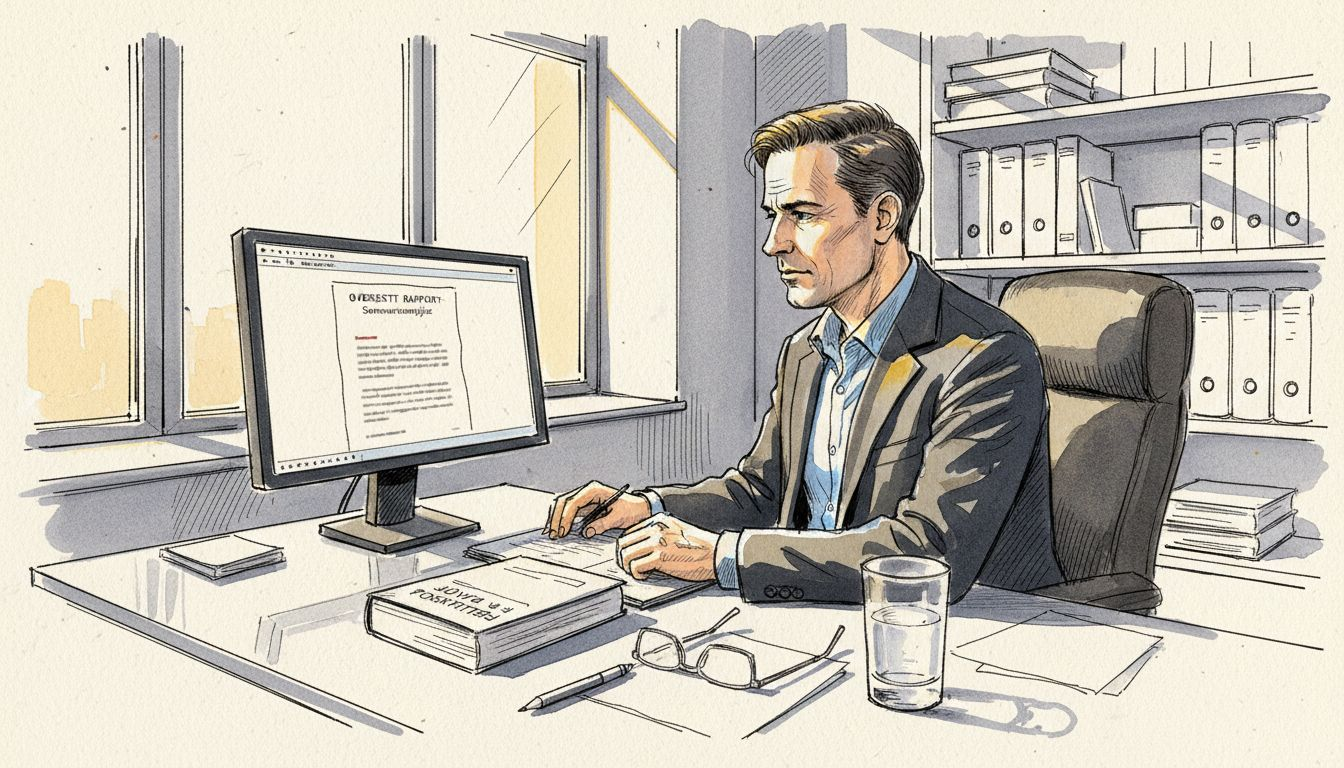 En compliance-ansvarlig som går gjennom et oversatt dokument