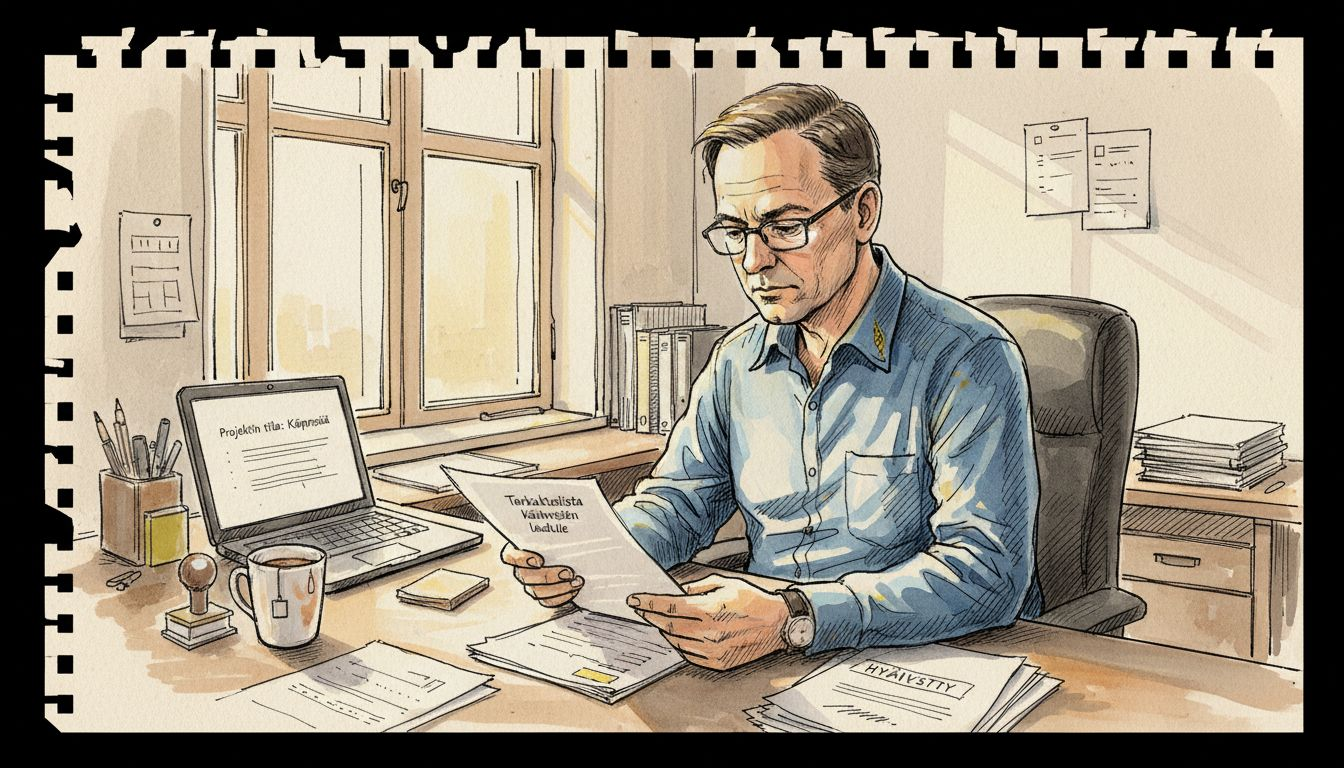 Projektipäällikkö tarkistaa käännössertifikaatin voimassaolon.