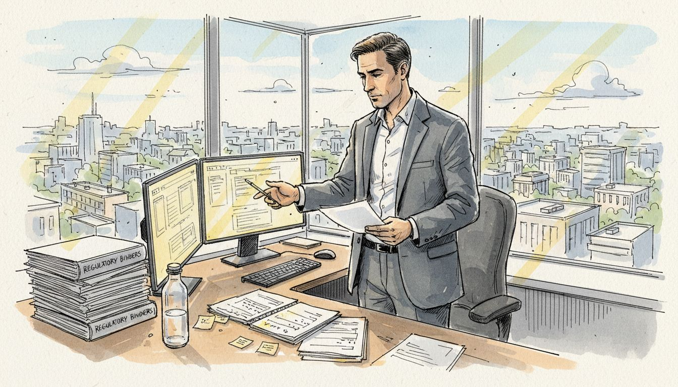 Compliance manager reviewing translations for export control