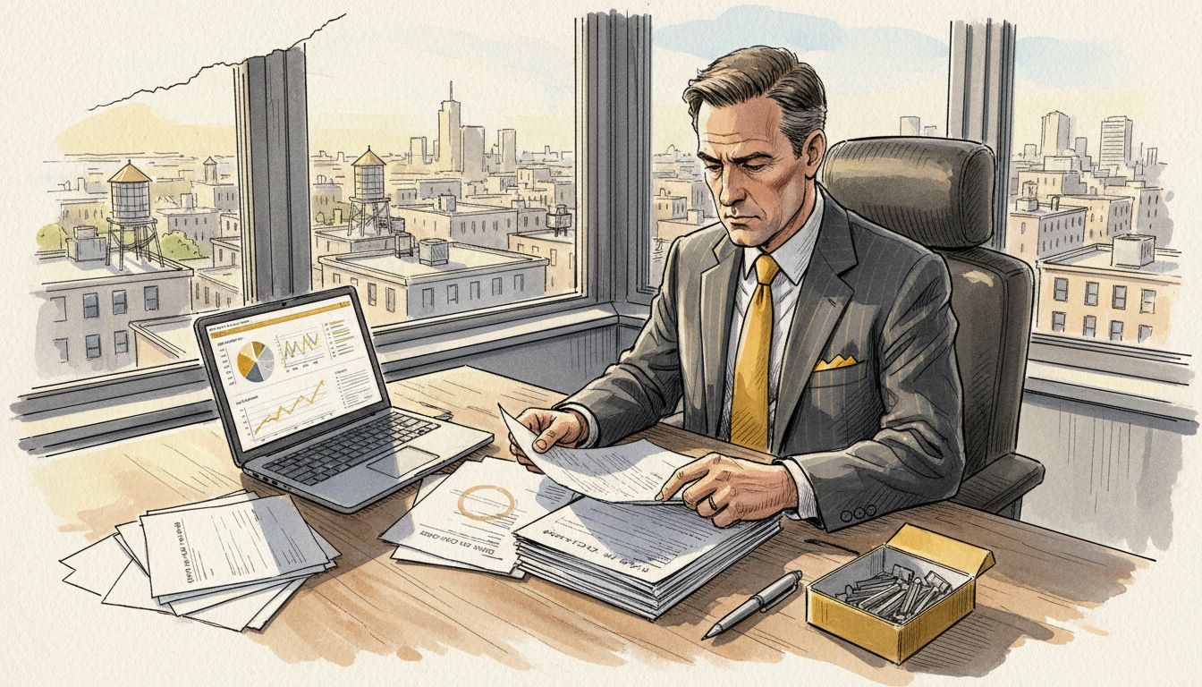 Defense contractor reading NATO contract documents