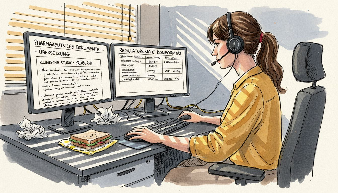 Fachübersetzer prüft pharmazeutische Übersetzungen auf Sicherheit und Genauigkeit.