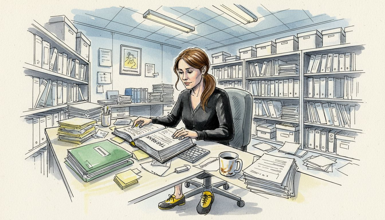 Projektledare som använder en termbank för att säkerställa hög översättningskvalitet