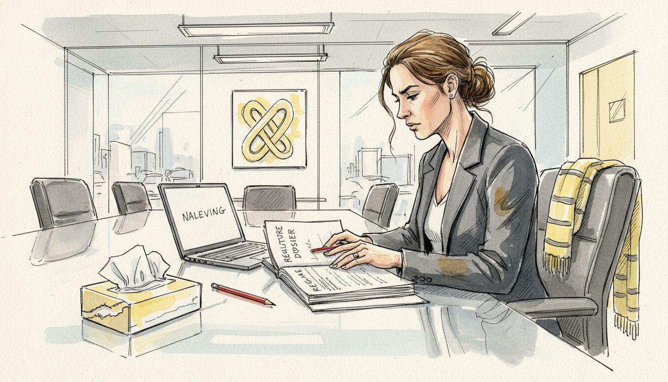 Een compliance officer beoordeelt zorgvuldig het dossier om te controleren of alles aan de regelgeving voldoet.