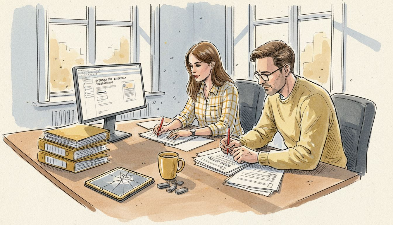 Översättare samarbetar i ett ljust och inspirerande kontorslandskap.