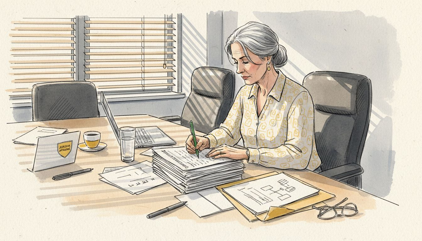 Compliance-medarbejderen gennemgår det oversatte dokument