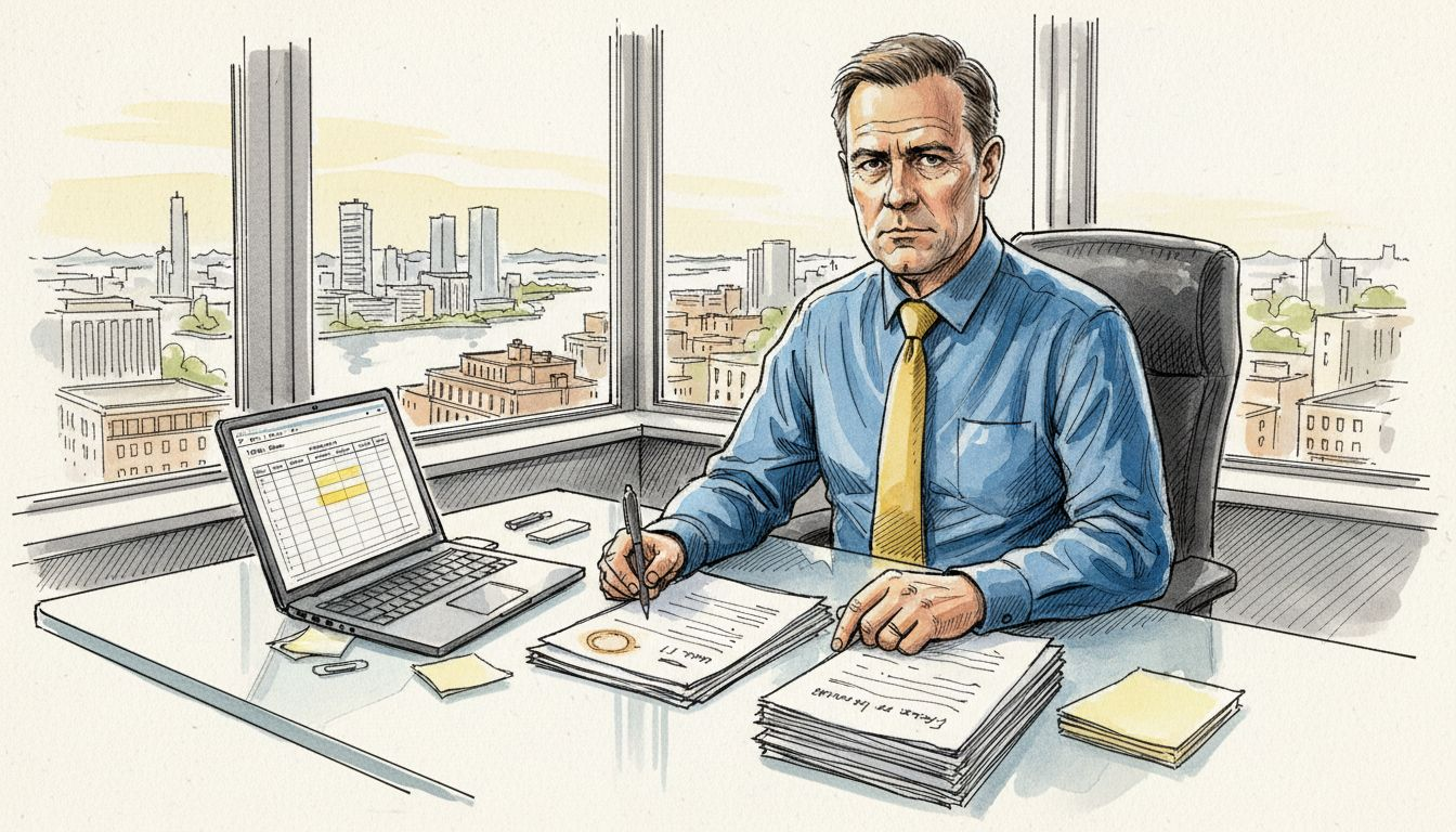 En mann som går gjennom og kvalitetssikrer oversettelser av juridiske dokumenter.