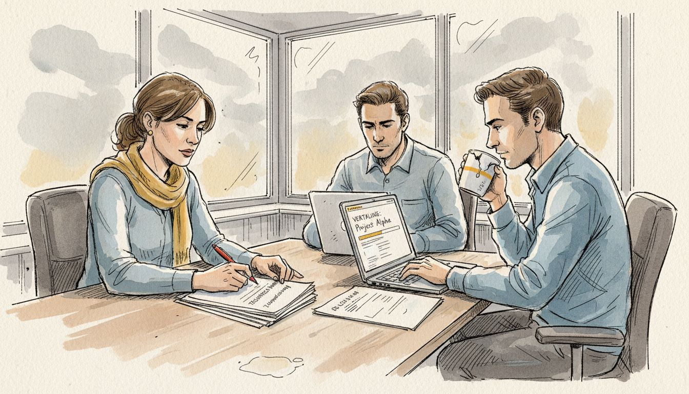 Vertalers die samen technische documenten doornemen