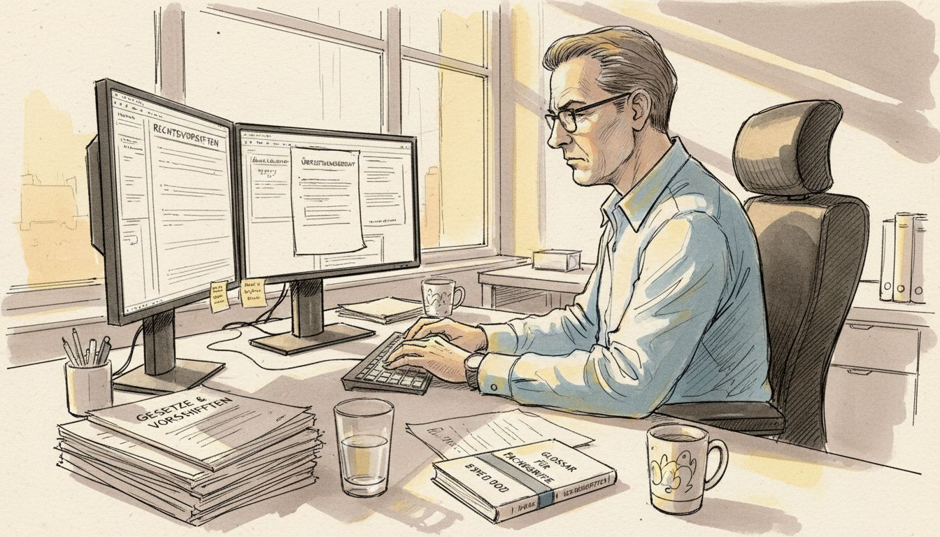Fachkraft für Übersetzungen prüft behördliche Unterlagen auf Richtigkeit und Vollständigkeit.