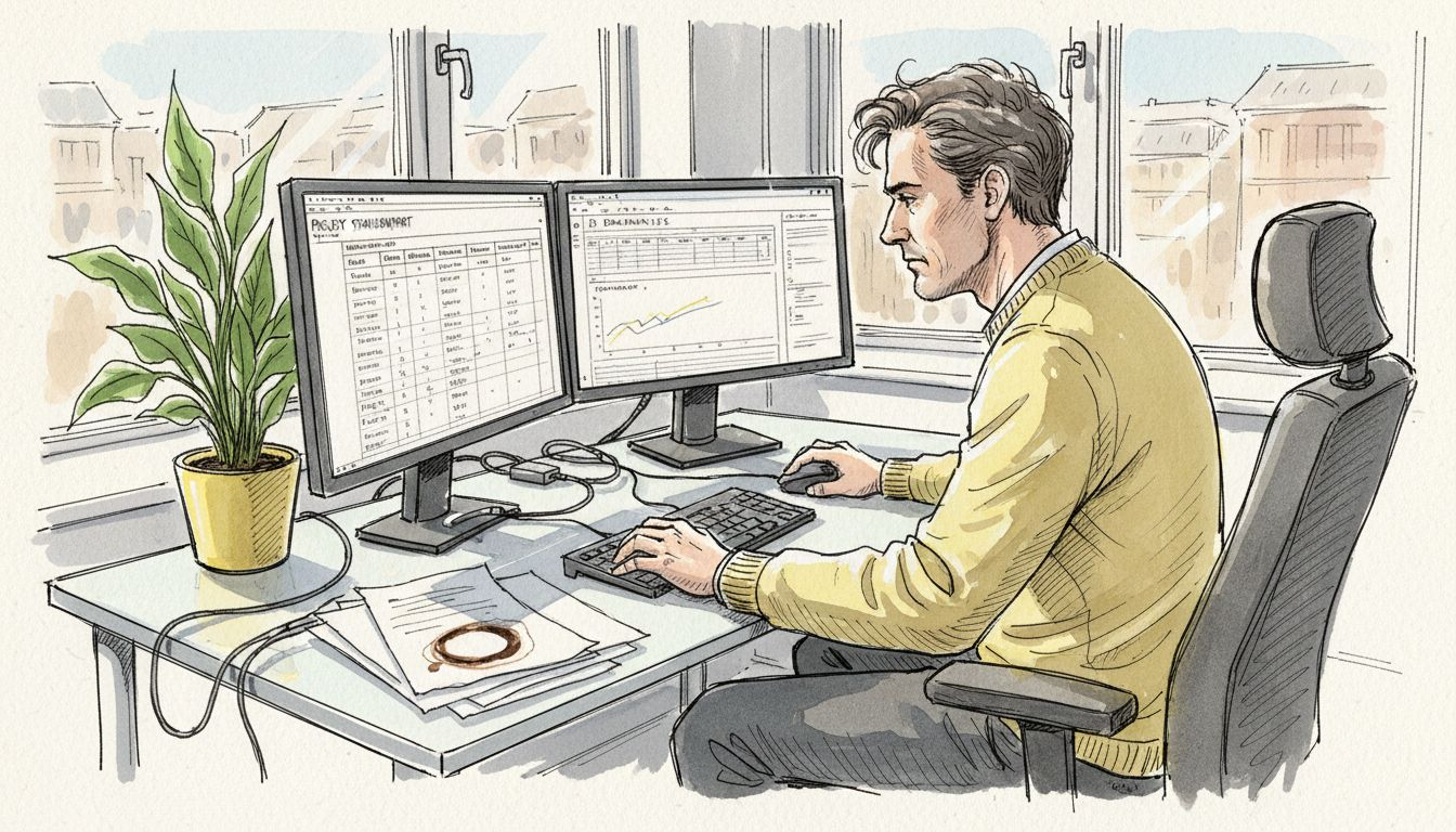 En leder gennemgår regnearket med risici forbundet med oversættelsesdata