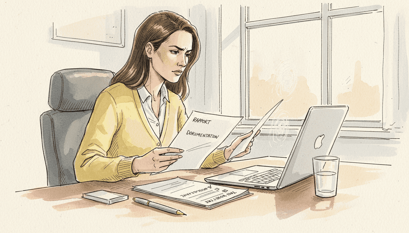 Compliance-medarbejderen gennemgår de lovpligtige dokumenter