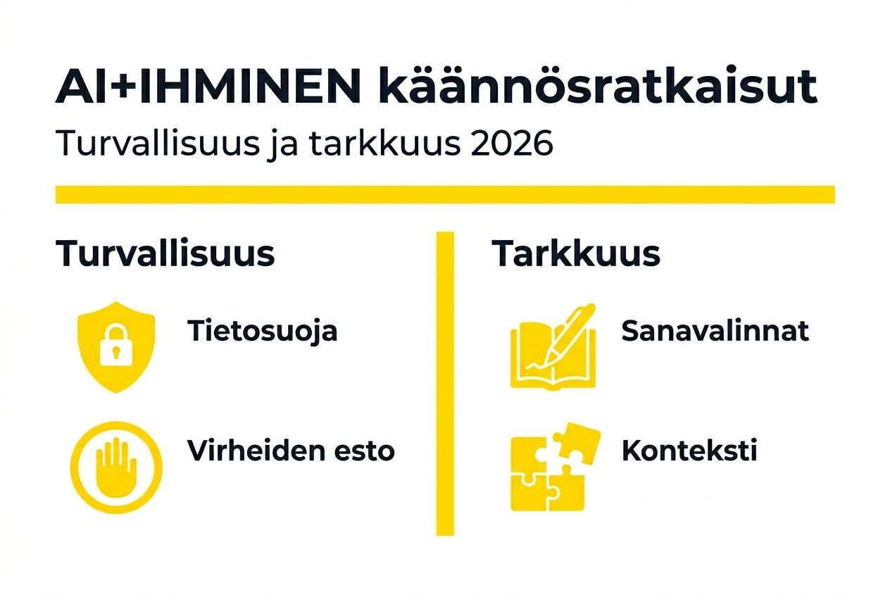 Kuvio, jossa vertaillaan tekoälyn ja ihmisen yhteistyöllä tehtyjä käännösratkaisuja