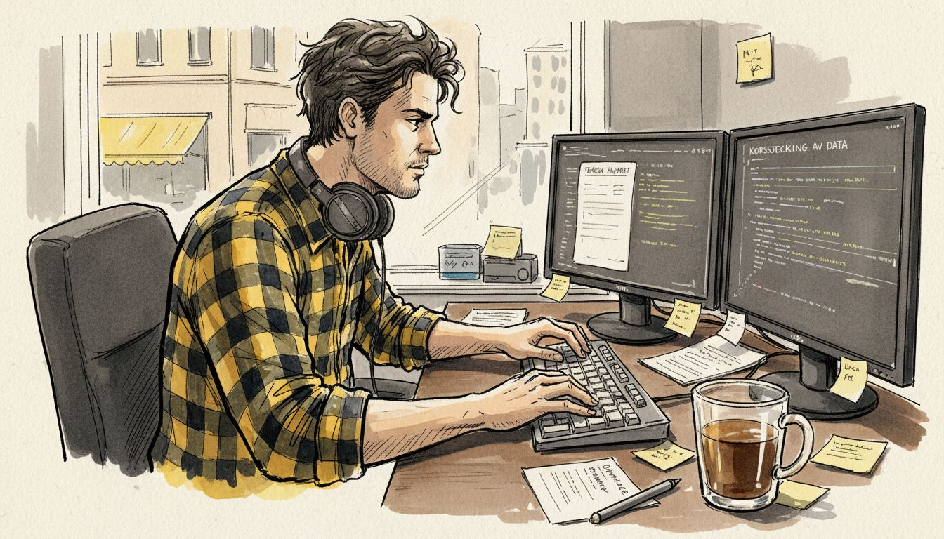 Jobber som oversetter med et teknisk fagprosjekt