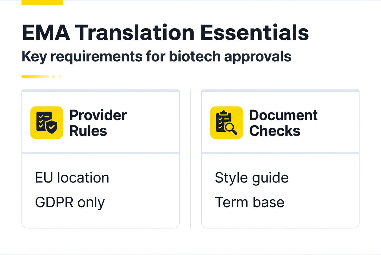 EMA biotech translation requirements infographic