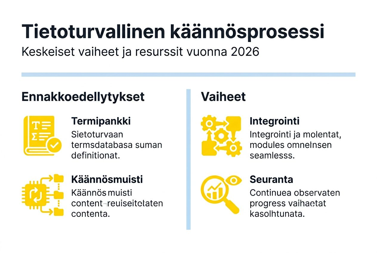 Infograafi: näin etenee tietoturvallinen käännösprosessi askel askeleelta