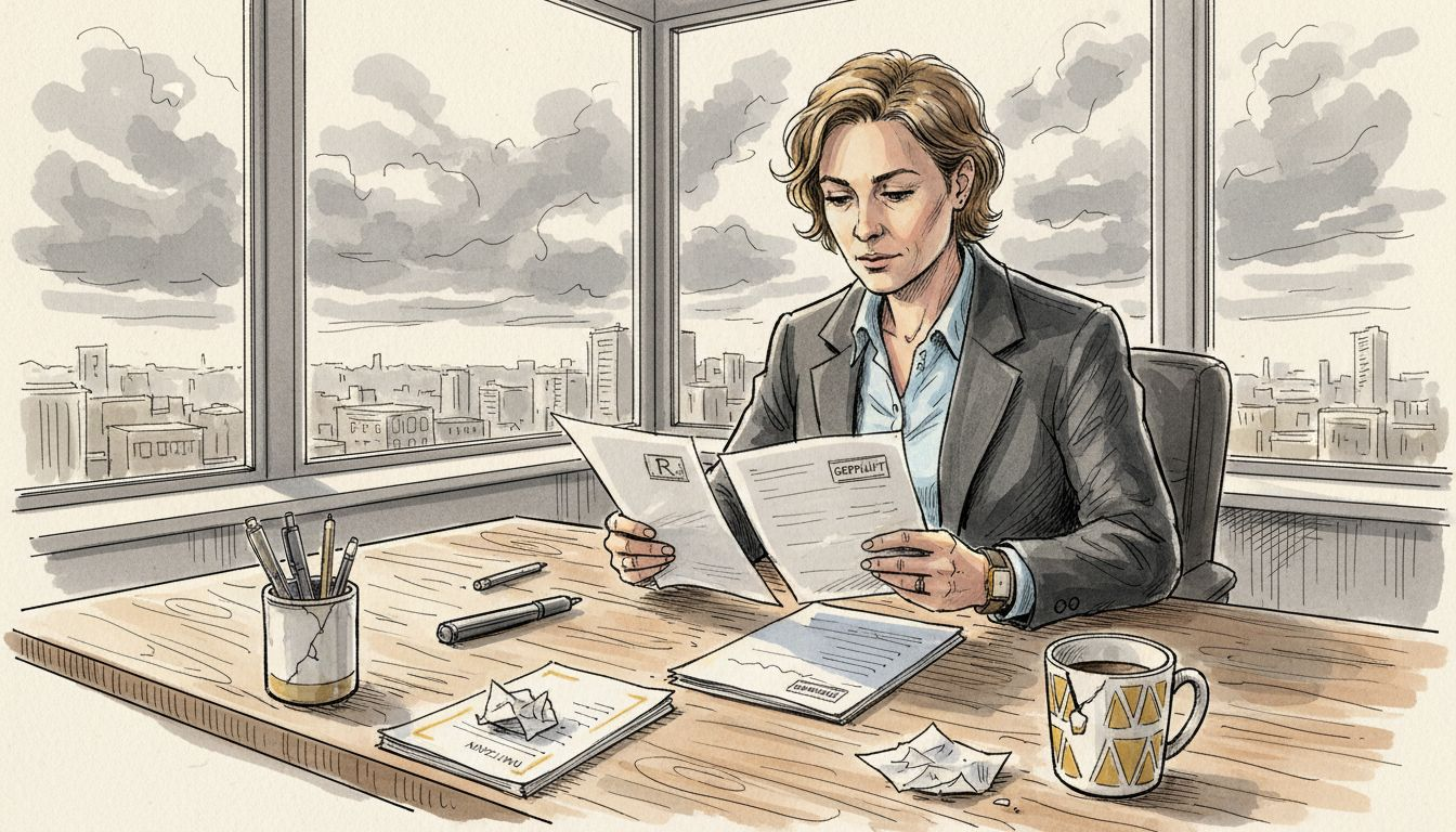 Ein Mitarbeiter im Bereich Compliance prüft und vergleicht verschiedene Dokumente auf ihre Übereinstimmung und Richtigkeit.