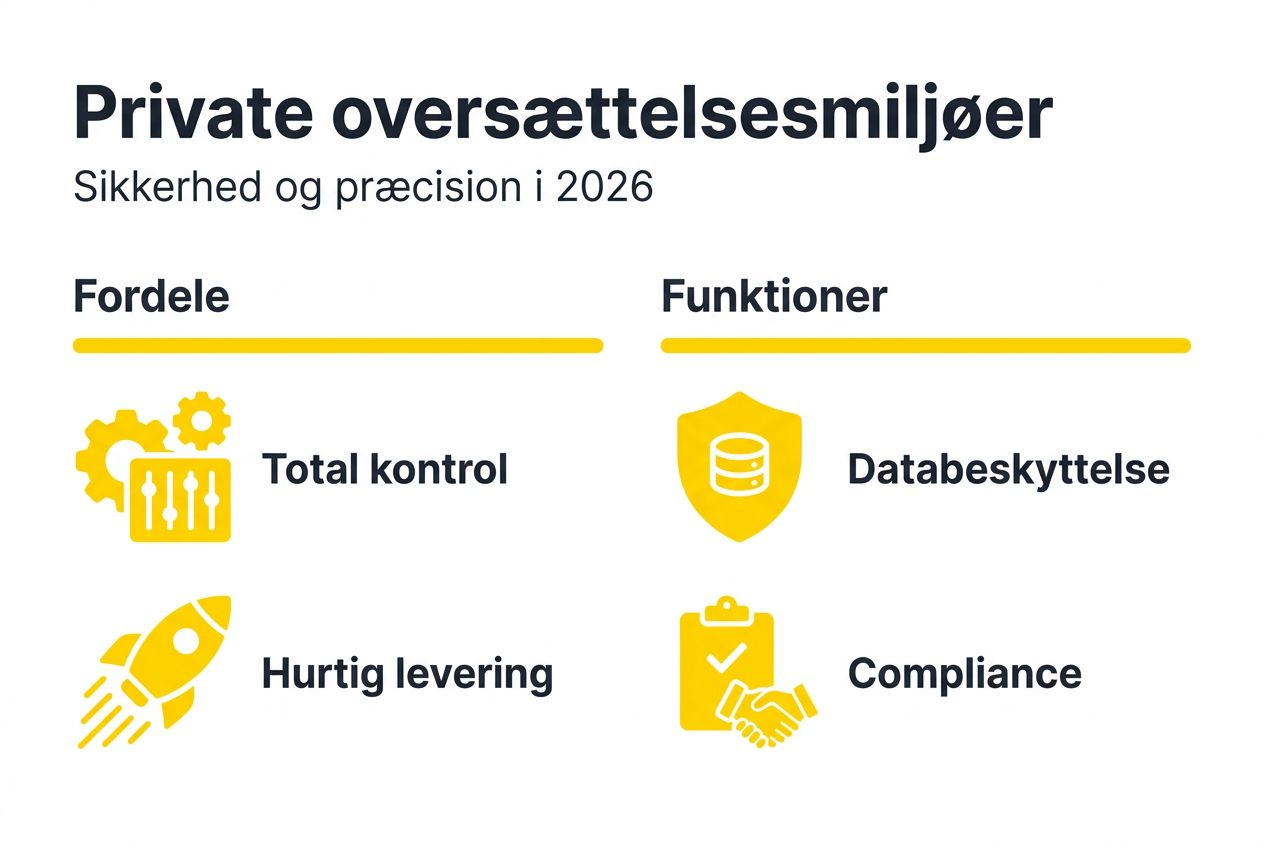 Infografik: Vigtige funktioner i private oversættelsesplatforme