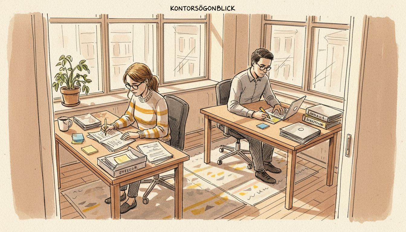 Översättare granskar handlingar på stadsförvaltningen