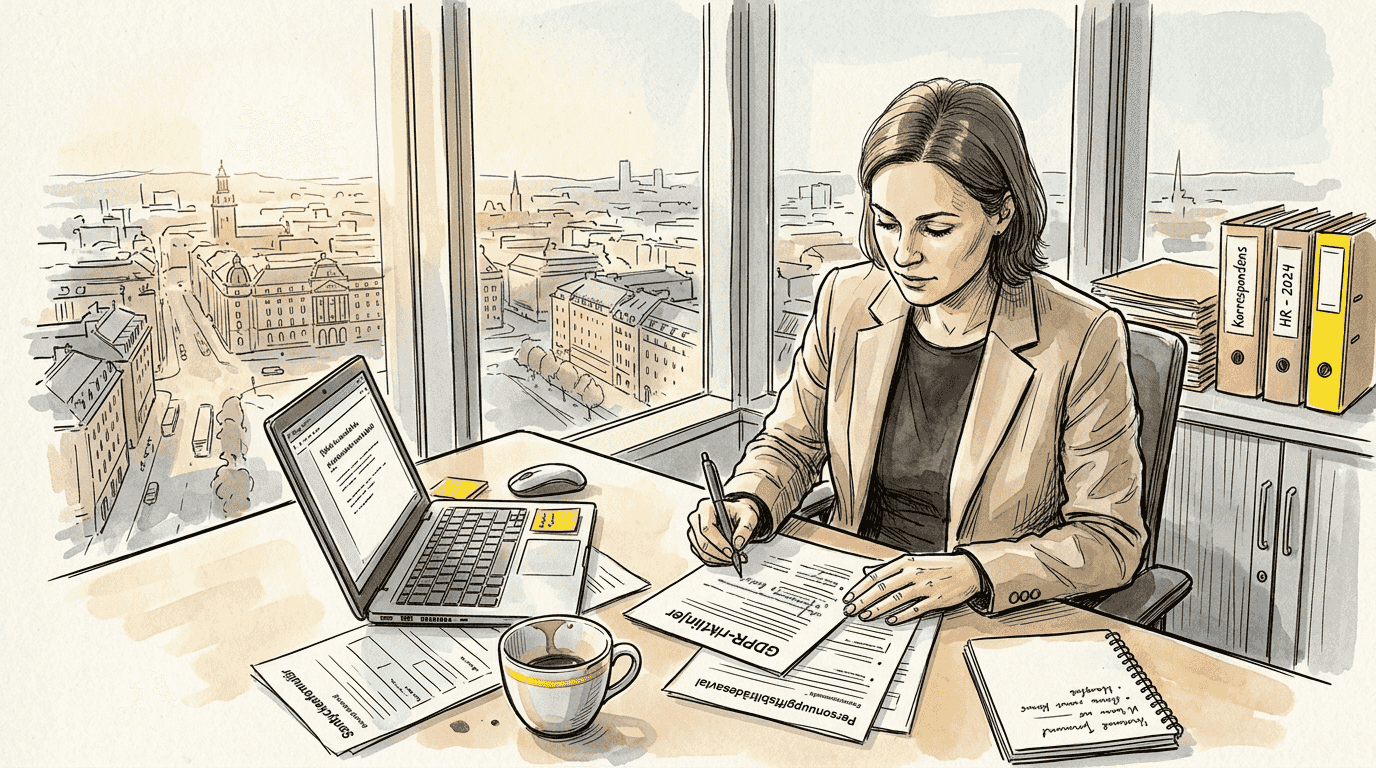 Översättningsansvarig granskar GDPR-dokumentation