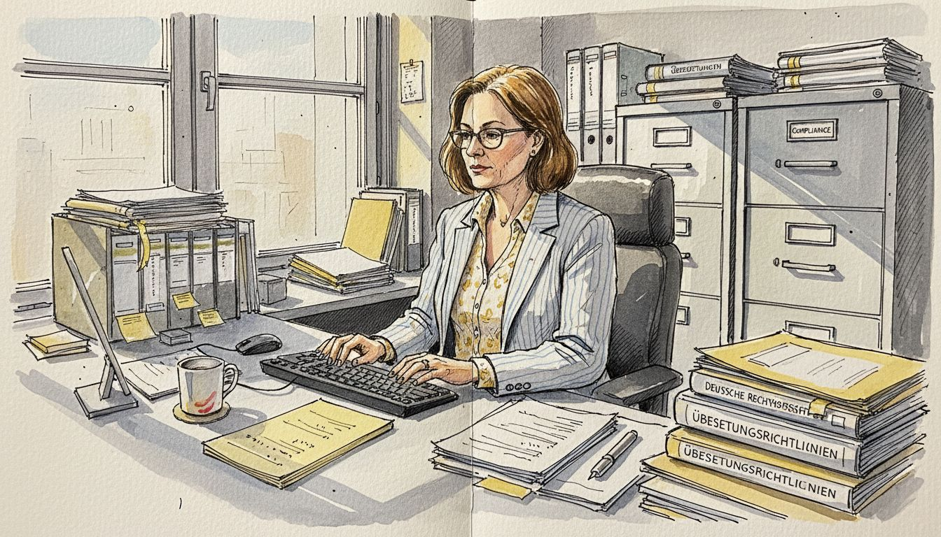 Übersetzerin in einem Büro mit Schwerpunkt auf Compliance