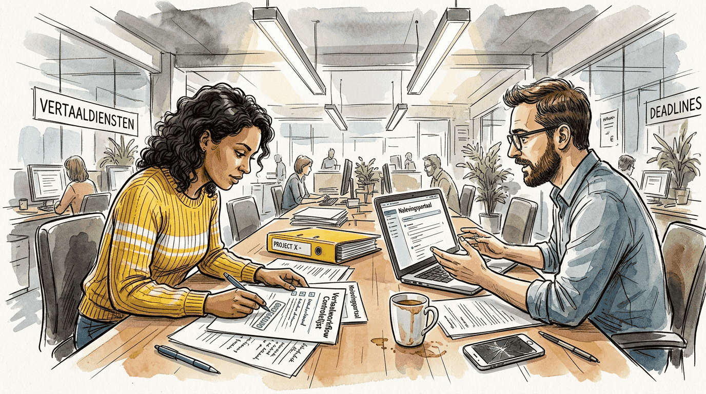 Vertalers die samenwerken aan taken binnen het complianceproces