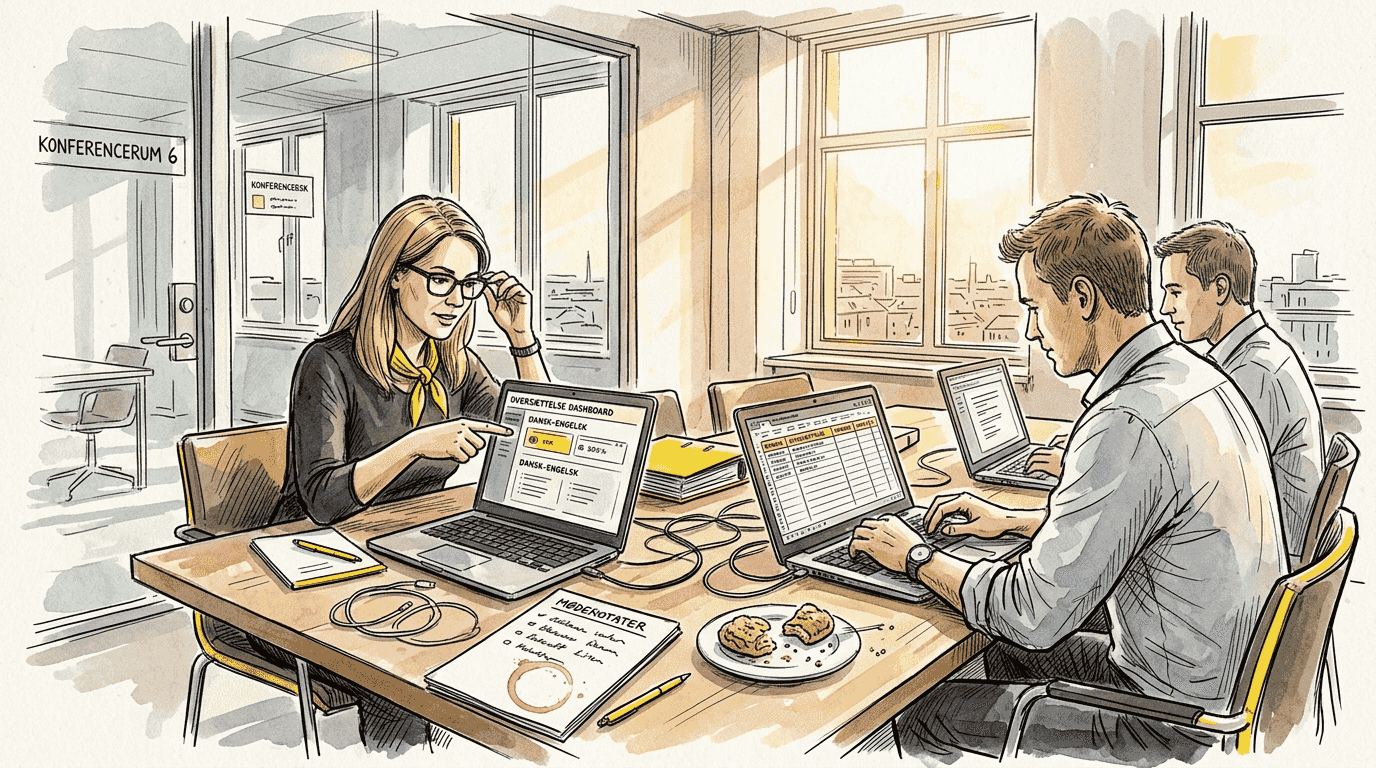 Virksomhedens team gennemgår mulighederne for AI-baserede oversættelsesværktøjer