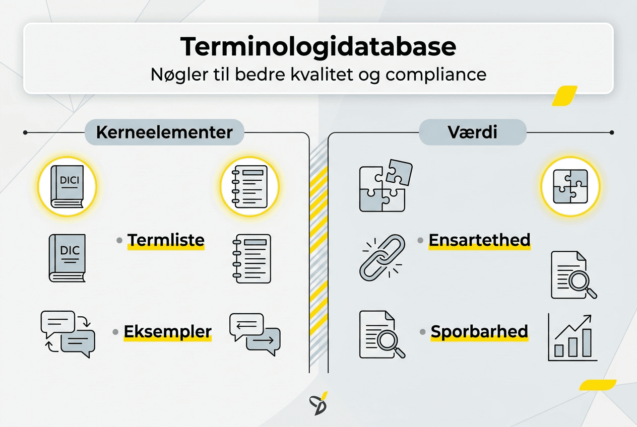 Infografik: De vigtigste elementer i en terminologidatabase og deres betydning
