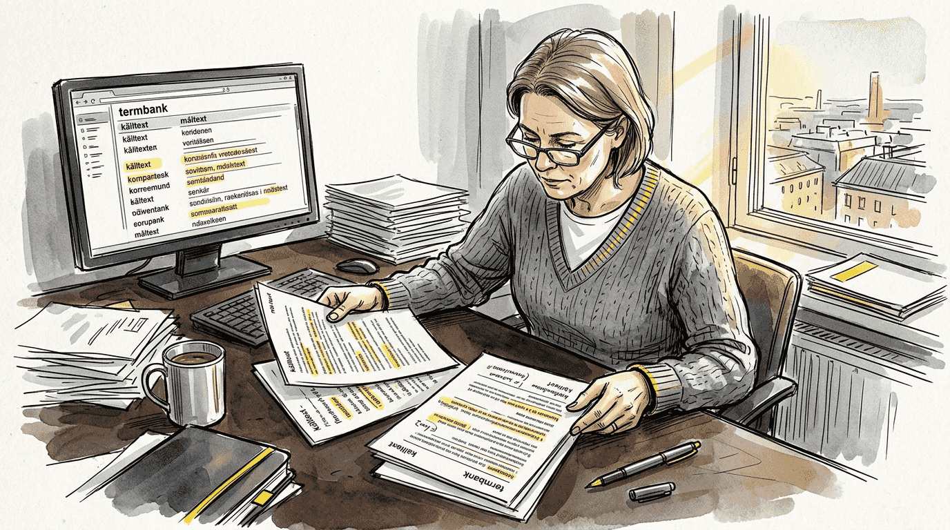 Översättare granskar och tolkar facktexter inom olika branscher.