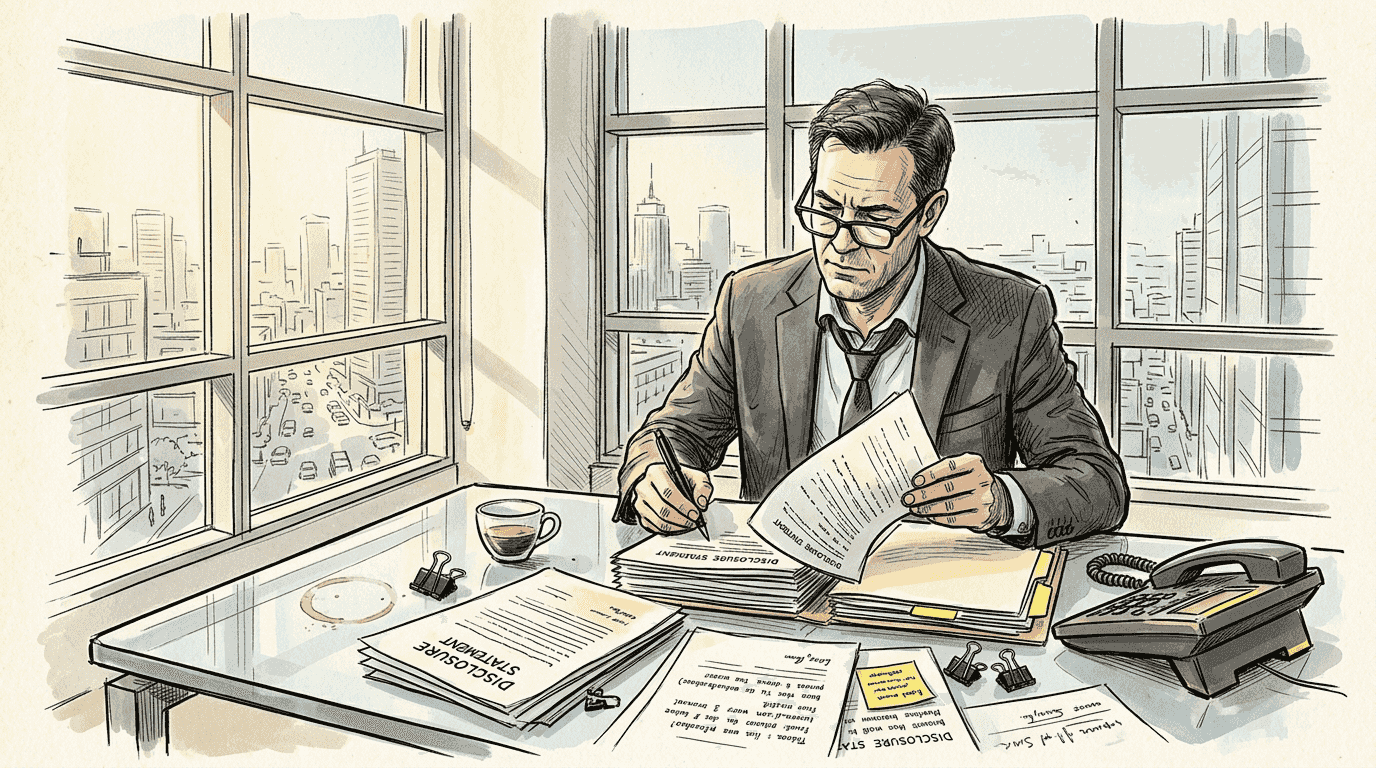 Compliance officer reviews financial disclosure translations