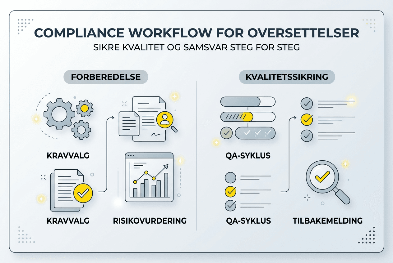 Oversiktlig infografikk som viser de ulike trinnene i en compliance-prosess